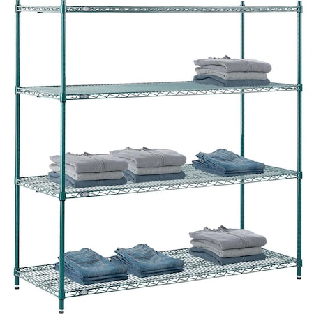 Nexel 4 Tier Wire Shelving Starter, 60W x 21D x 63H, Green Epoxy Finish 21606G